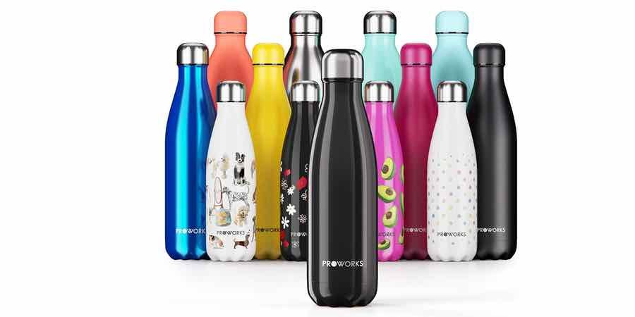 Botella Agua Acero Inoxidable 750ml Super Sparrow + Pajita + 2 Tapones -  varios colores a elegir