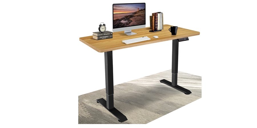 Mesa escritorio elevable WING DUAL MOTOR 140 x 70, blanco, nogal